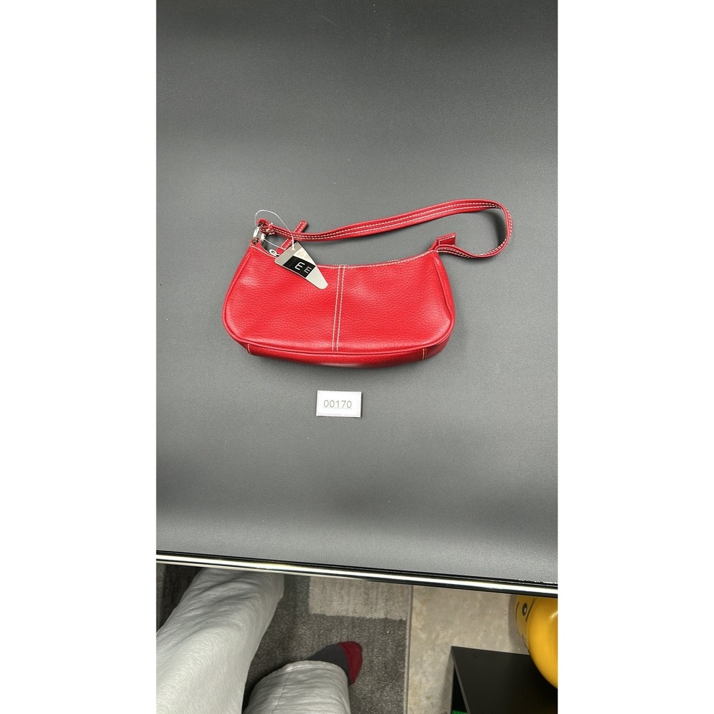 Vintage Mossimo Red Grained Faux Leather Baguette Shoulder Bag Y2K